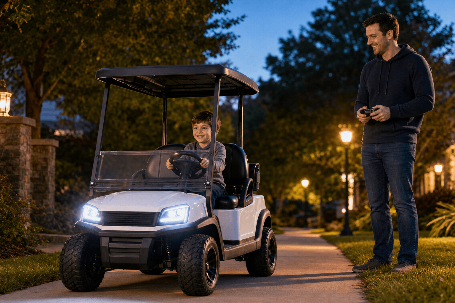 Kids riding the BuggyKid Golf Cart